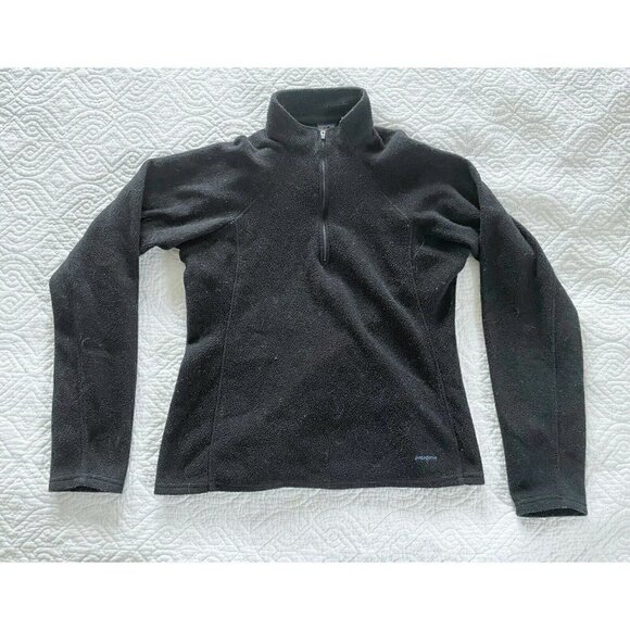 Vintage 90's Patagonia Capilene Black Fleece Womens Sz M 1/4 Zip Pullover - Picture 7 of 7